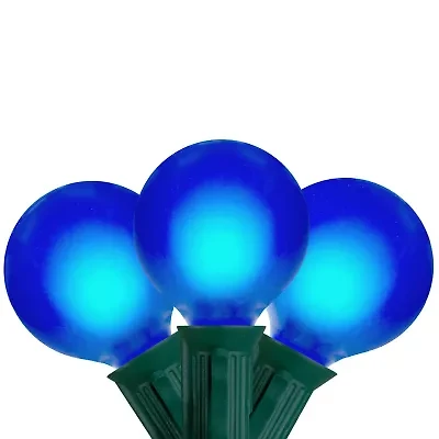 Northlight Set Of 15 Blue Satin G50 - Green Wire String Lights