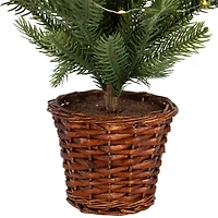 Northlight Pre-Lit Artificial Pine With Basket Base - 20in - Warm White Led Lights 1 1/2 Feet Pine Christmas Tree