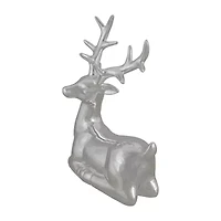 Northlight Shiny Ceramic Sitting Reindeer - 10in - Silver Christmas Tabletop Decor