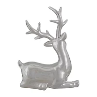 Northlight Shiny Ceramic Sitting Reindeer - 10in - Silver Christmas Tabletop Decor