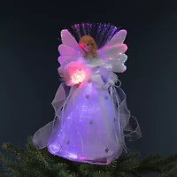 Northlight Color-Changing Fiber Optic Angel With Rose - 12in - White Christmas Tree Topper