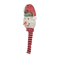 Northlight 22in Lighted Snowman Wearing A Red Frosted Hat With Pine Christmas Tree Topper