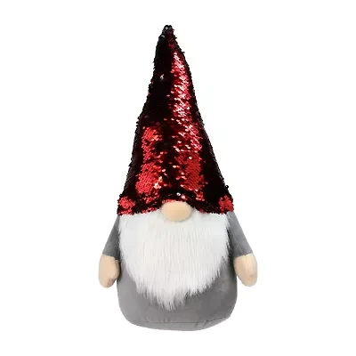 Northlight Flip Sequin Hat Figure - 18in - Red And Gray Christmas Gnome
