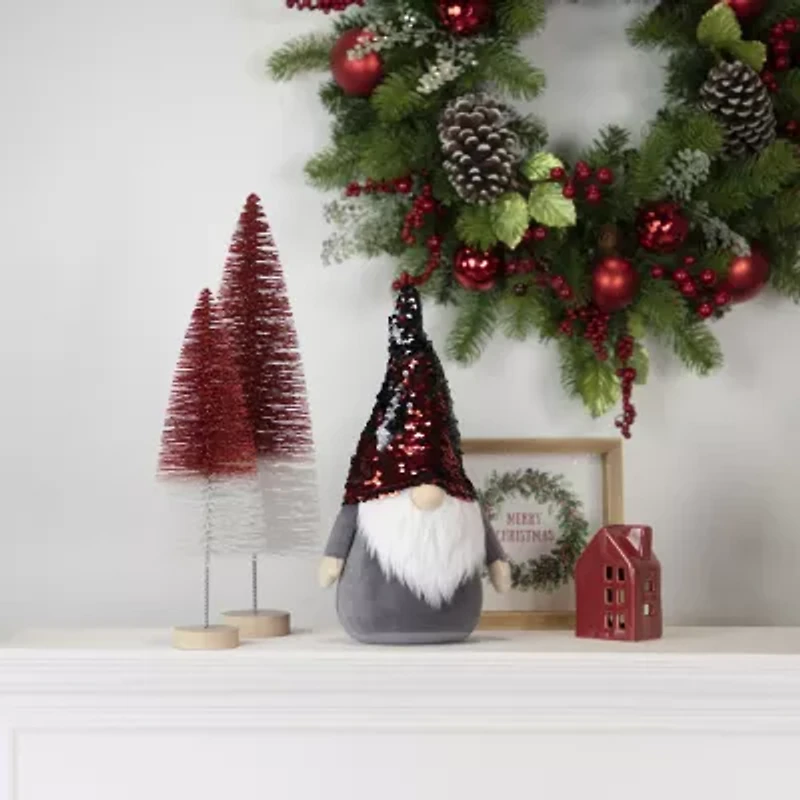 Northlight Flip Sequin Hat Figure - 18in - Red And Gray Christmas Gnome