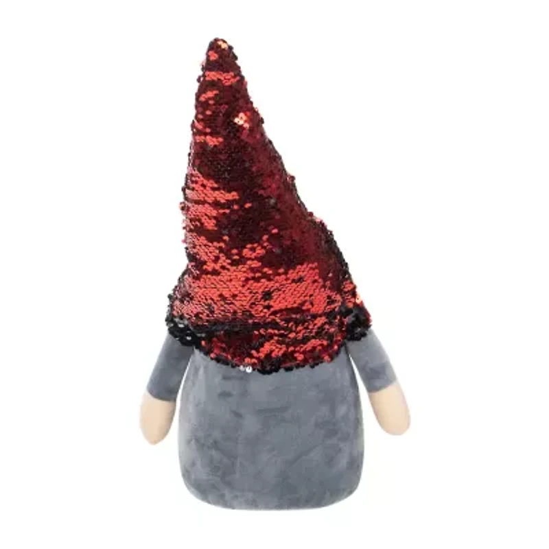 Northlight Flip Sequin Hat Figure - 18in - Red And Gray Christmas Gnome