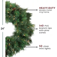 Northlight Pre-Lit Royal Oregon Pine 24-Inch Clear Lights Wreath