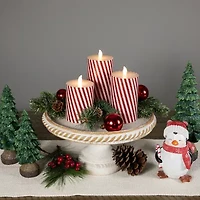 Northlight Led Flickering Candy Cane Striped Wax Pillar S - 6in - Set Of 3 Flameless Candle