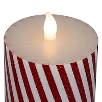 Northlight Led Flickering Candy Cane Striped Wax Pillar S - 6in - Set Of 3 Flameless Candle