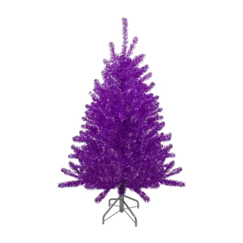 Northlight 4.5ft Metallic Purple Tinsel - Unlit 4 1/2 Foot Christmas Tree