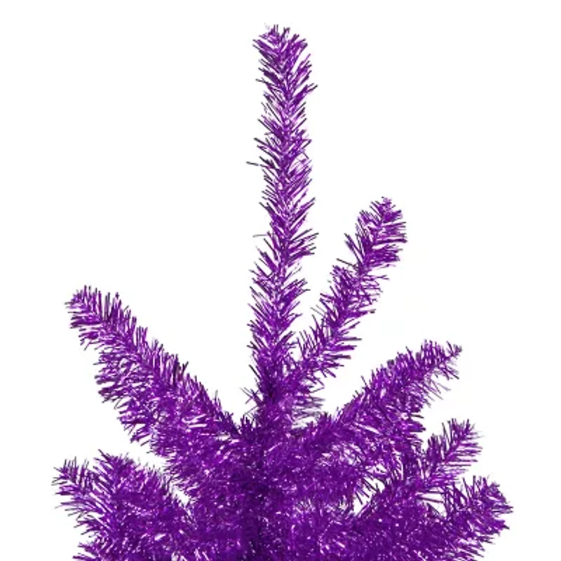 Northlight 4.5ft Metallic Purple Tinsel - Unlit 4 1/2 Foot Christmas Tree