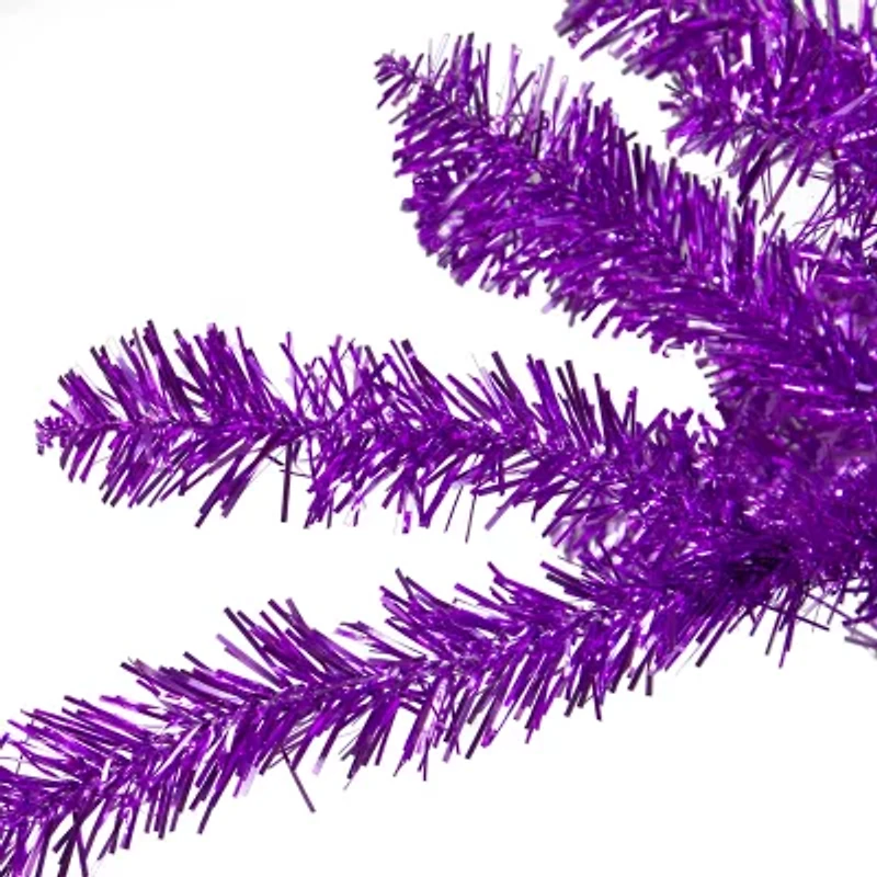Northlight 4.5ft Metallic Purple Tinsel - Unlit 4 1/2 Foot Christmas Tree