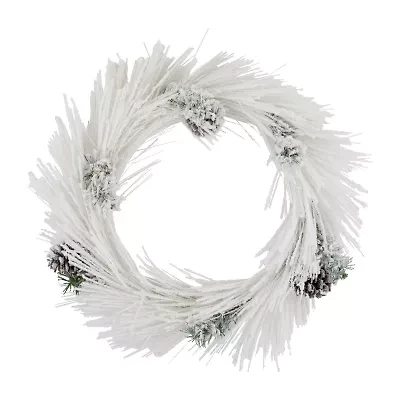 Northlight 24in White Flocked With Pine Cones Wreath