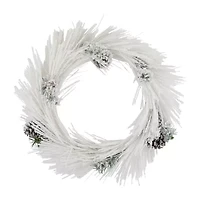 Northlight 24in White Flocked With Pine Cones Wreath