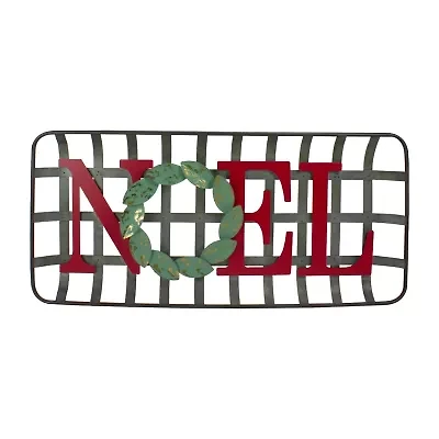 Northlight 30in Red And Green "Noel" Rustic Tobacco Basket Christmas Tabletop Decor