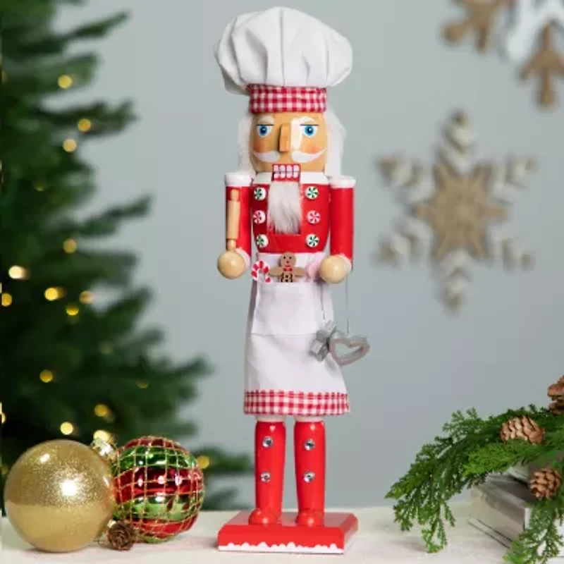 Northlight Baker With Rolling Pin Figure - 15in - White And Red Wood Christmas Nutcracker