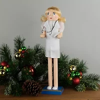 Northlight Nurse With Stethoscope Wooden - 15in Wood Christmas Nutcracker