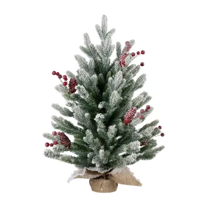 Northlight Real Touch™️ Potted Flocked Mini Fir Pine - 25in - Unlit 2 Foot Flocked Pine Christmas Tree