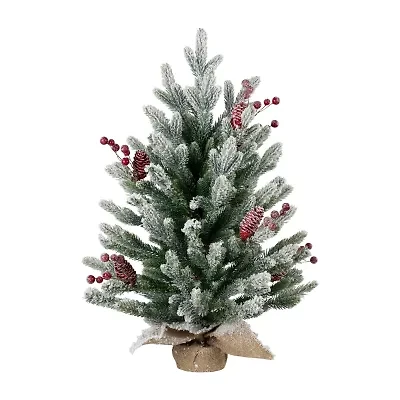 Northlight Real Touch™️ Potted Flocked Mini Fir Pine - 25in - Unlit 2 Foot Flocked Pine Christmas Tree