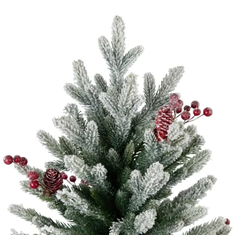 Northlight Real Touch™️ Potted Flocked Mini Fir Pine - 25in - Unlit 2 Foot Flocked Pine Christmas Tree