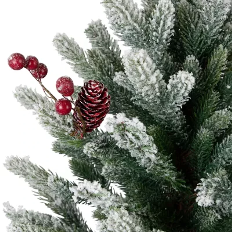 Northlight Real Touch™️ Potted Flocked Mini Fir Pine - 25in - Unlit 2 Foot Flocked Pine Christmas Tree