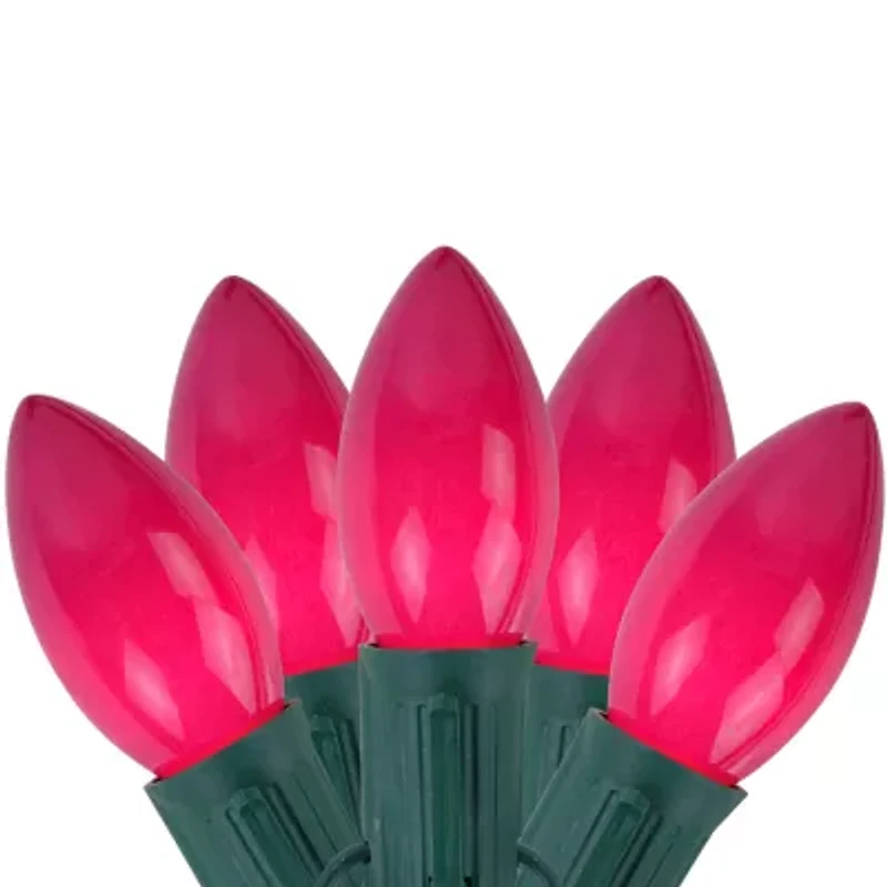 Northlight 25-Count Opaque Fuchsia Pink C9 24ft Green Wire String Lights