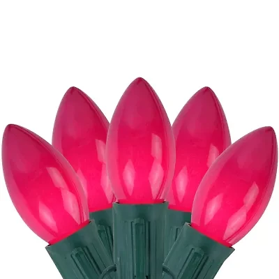 Northlight 25-Count Opaque Fuchsia Pink C9 24ft Green Wire String Lights