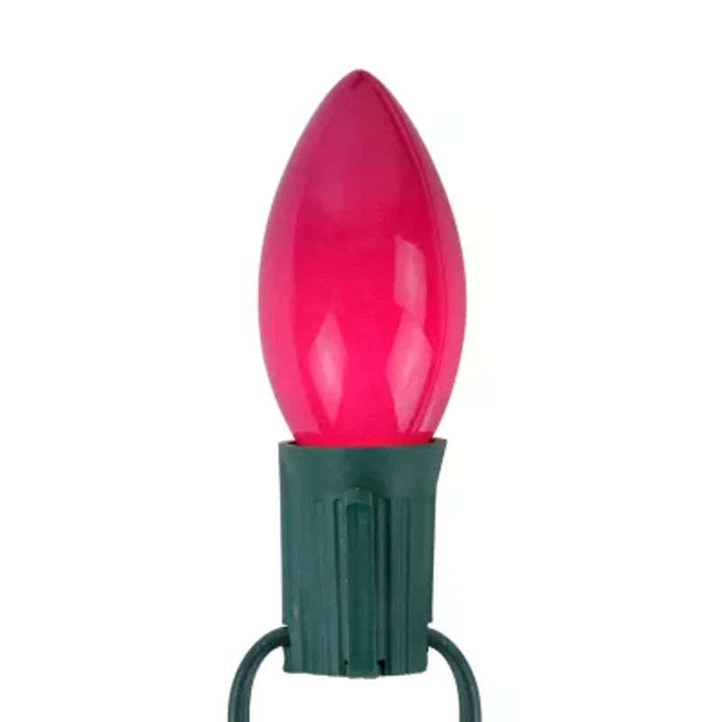 Northlight 25-Count Opaque Fuchsia Pink C9 24ft Green Wire String Lights