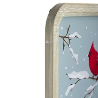 Northlight 25.5in Wood Framed Blue And Red Merry With Red Cardinal Wood Wall Art