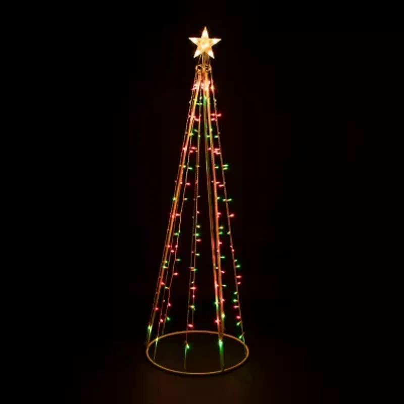 Northlight Lighted Cone Tree With Star- 6ft - Red And Green Lights Christmas Yard Art