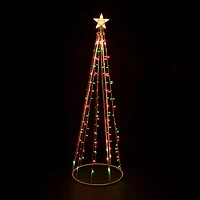 Northlight Lighted Cone Tree With Star- 6ft - Red And Green Lights Christmas Yard Art