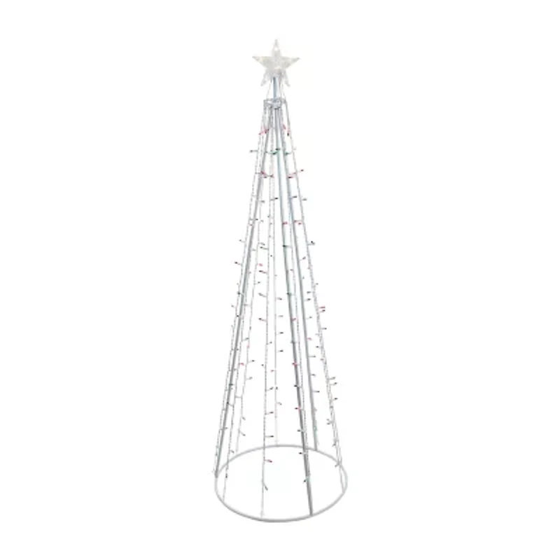Northlight Lighted Cone Tree With Star- 6ft - Red And Green Lights Christmas Yard Art
