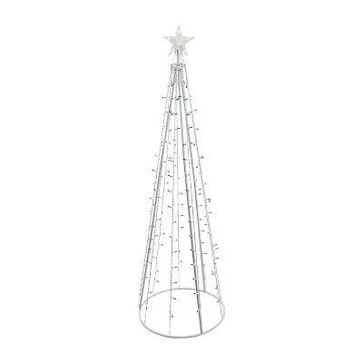 Northlight Lighted Cone Tree With Star- 6ft - Red And Green Lights Christmas Yard Art