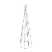 Northlight Lighted Cone Tree With Star- 6ft - Red And Green Lights Christmas Yard Art
