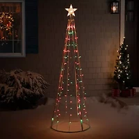 Northlight Lighted Cone Tree With Star- 6ft - Red And Green Lights Christmas Yard Art