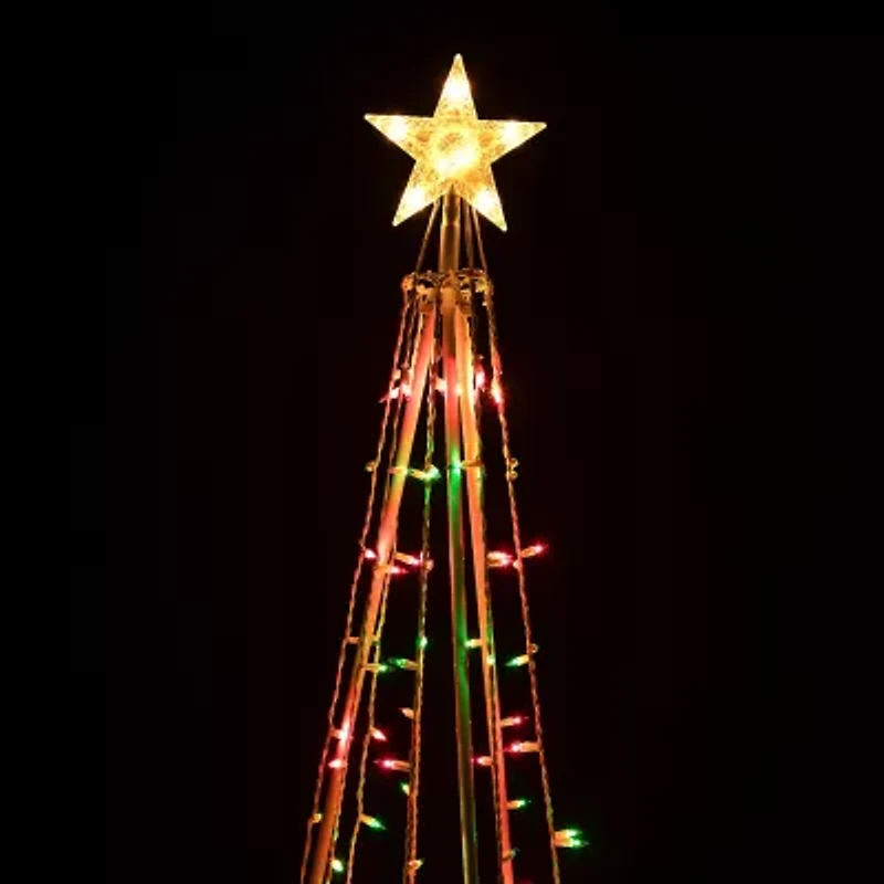 Northlight Lighted Cone Tree With Star- 6ft - Red And Green Lights Christmas Yard Art
