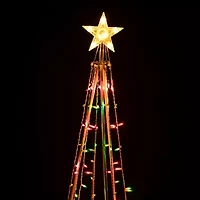 Northlight Lighted Cone Tree With Star- 6ft - Red And Green Lights Christmas Yard Art