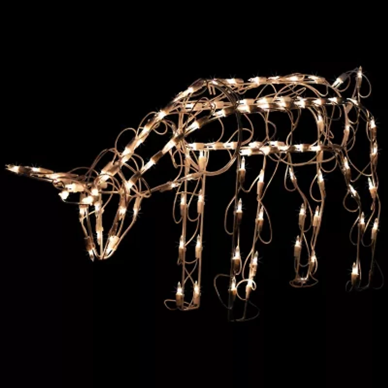 Northlight Lighted Feeding Reindeer - 25in - Clear Lights Christmas Yard Art