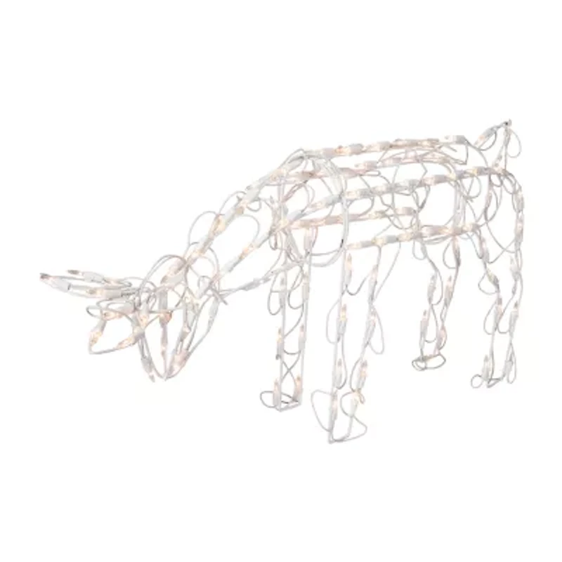Northlight Lighted Feeding Reindeer - 25in - Clear Lights Christmas Yard Art