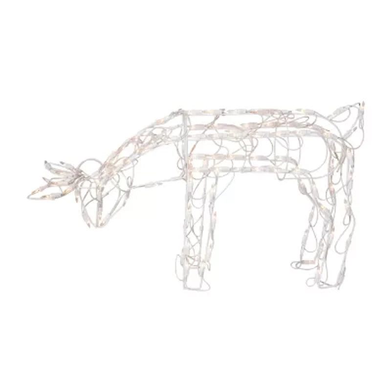 Northlight Lighted Feeding Reindeer - 25in - Clear Lights Christmas Yard Art