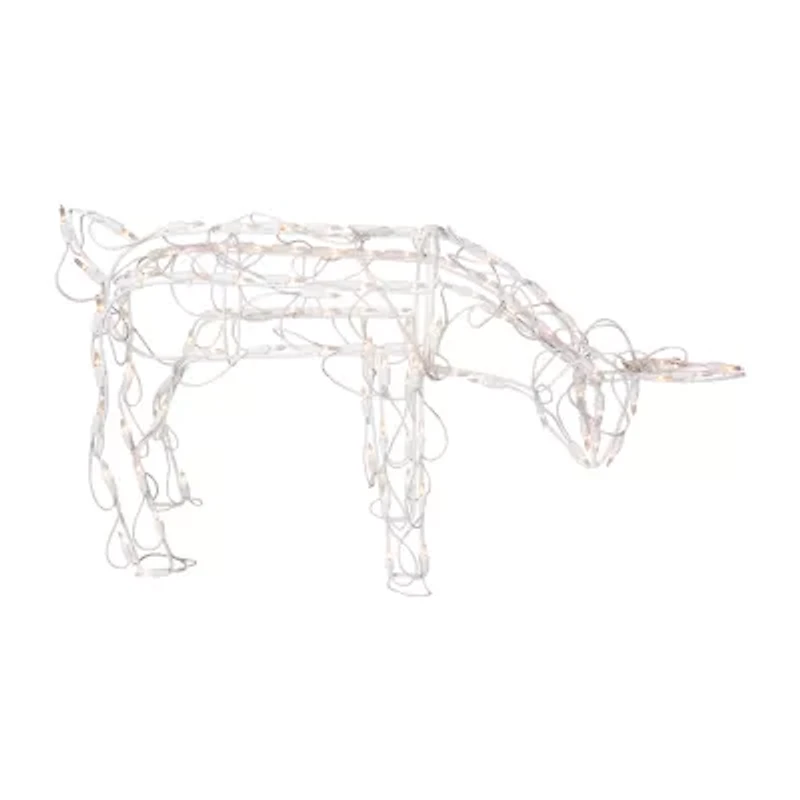 Northlight Lighted Feeding Reindeer - 25in - Clear Lights Christmas Yard Art