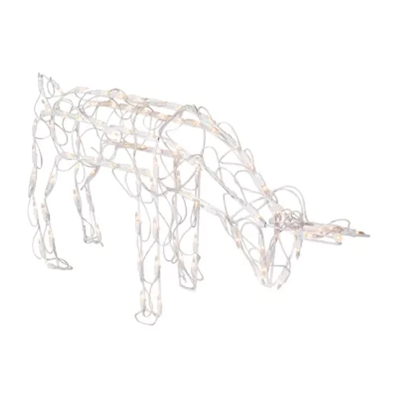 Northlight Lighted Feeding Reindeer - 25in - Clear Lights Christmas Yard Art