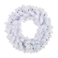 Northlight Pre-Lit Geneva Spruce - 24in - White - Blue Lights Wreath