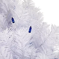 Northlight Pre-Lit Geneva Spruce - 24in - White - Blue Lights Wreath