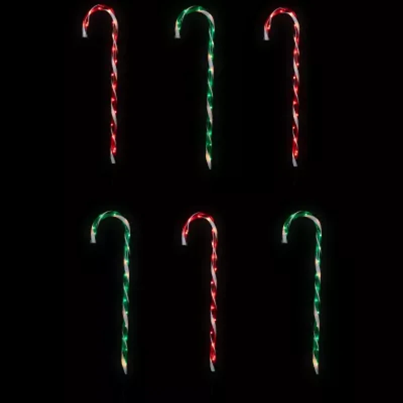 Northlight Lighted Candy Cane Pathway Markers - 28in - Green