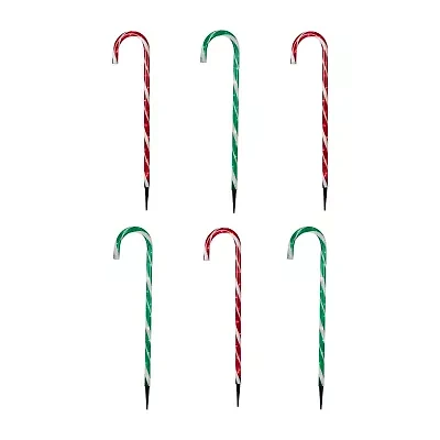 Northlight Lighted Candy Cane Pathway Markers - 28in - Green