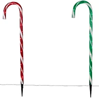 Northlight Lighted Candy Cane Pathway Markers - 28in - Green