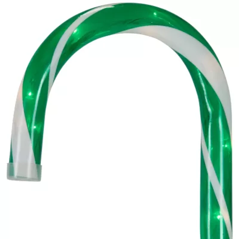Northlight Lighted Candy Cane Pathway Markers - 28in - Green