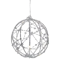 Northlight 8in Led Lighted Silver Wired Hanging Ball - Warm White String Lights