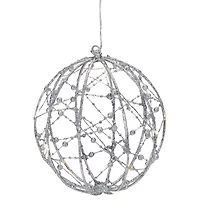 Northlight 8in Led Lighted Silver Wired Hanging Ball - Warm White String Lights