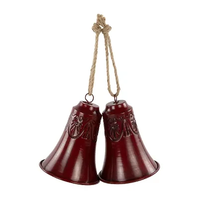Northlight Embossed Bell - 6in - Burgundy - Set Of 2 Christmas Ornament